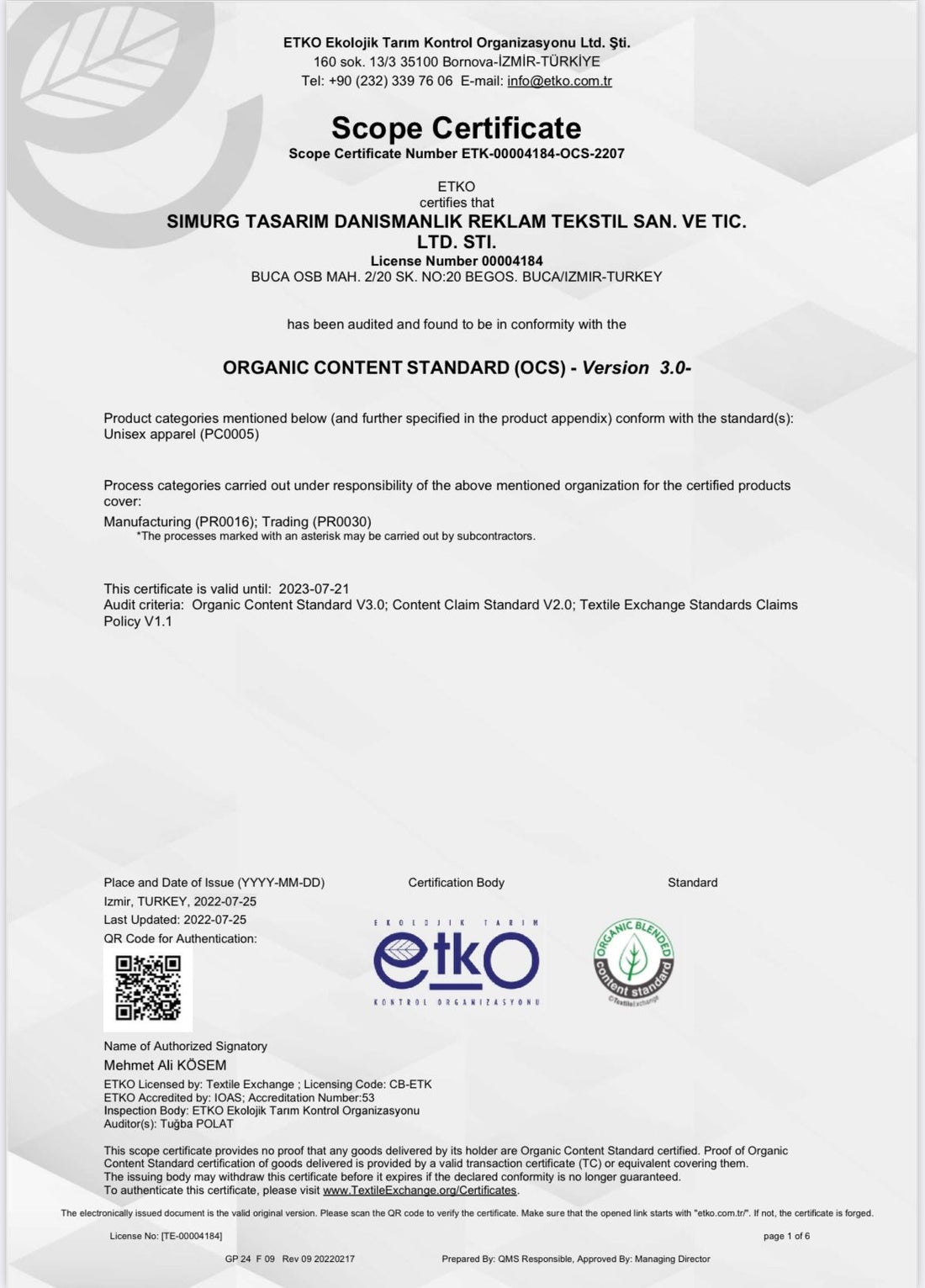 Organic Content Standard (OCS) - Version 3.0 -
