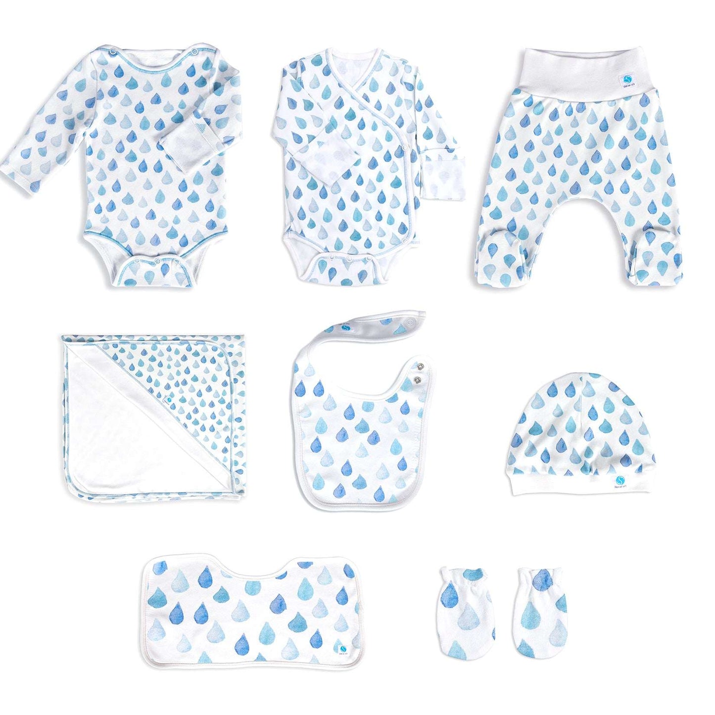 Full Hospital Set (8 pcs) of Organic Baby Clothing