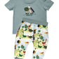 Organic Dino Printed Baby Set with short sleeve top and bottom without bootie for boys