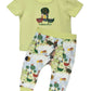 Organic Dino Printed Baby Set with short sleeve top and bottom without bootie for girls