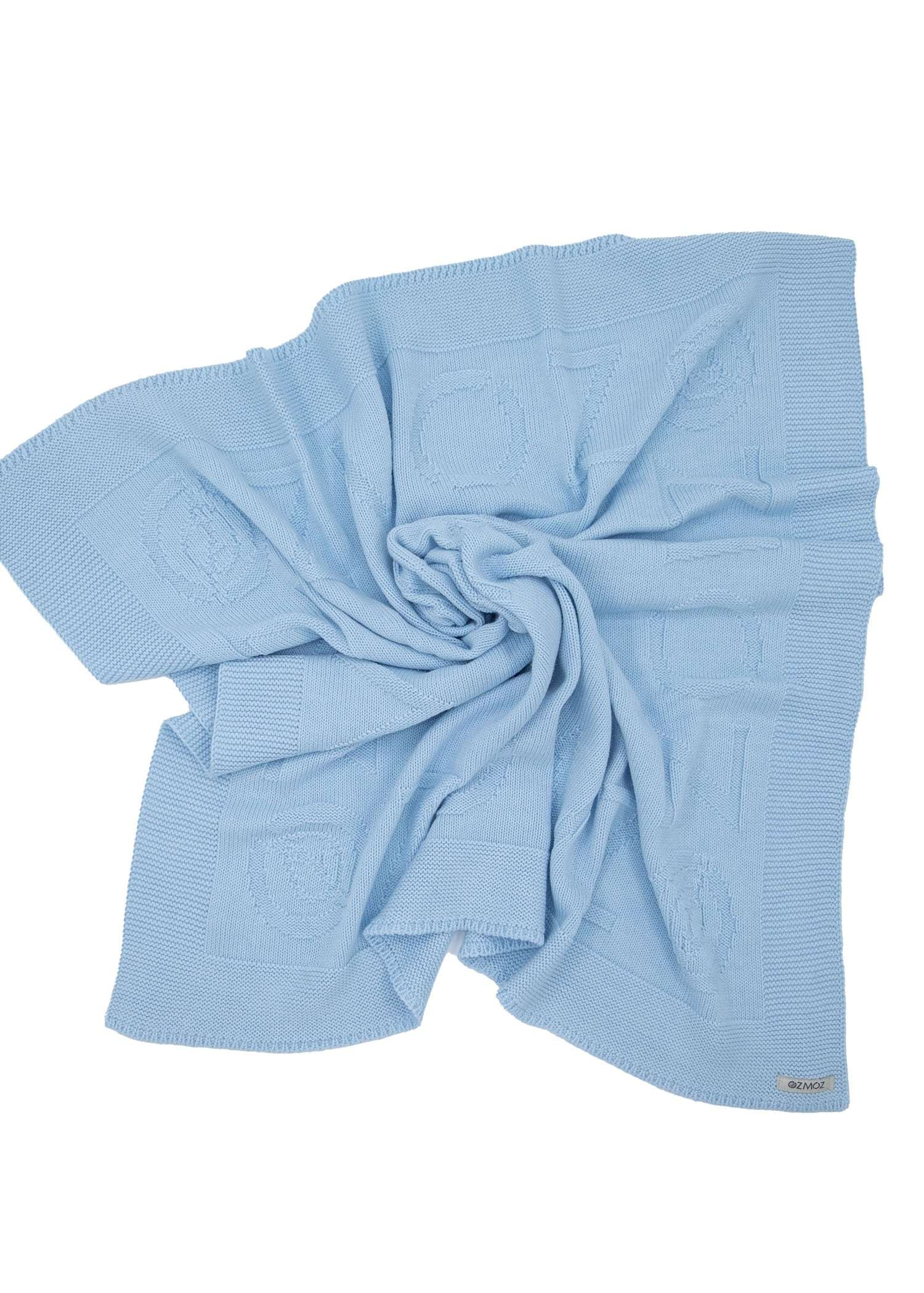 Organic Knitwear Baby Blanket Blue