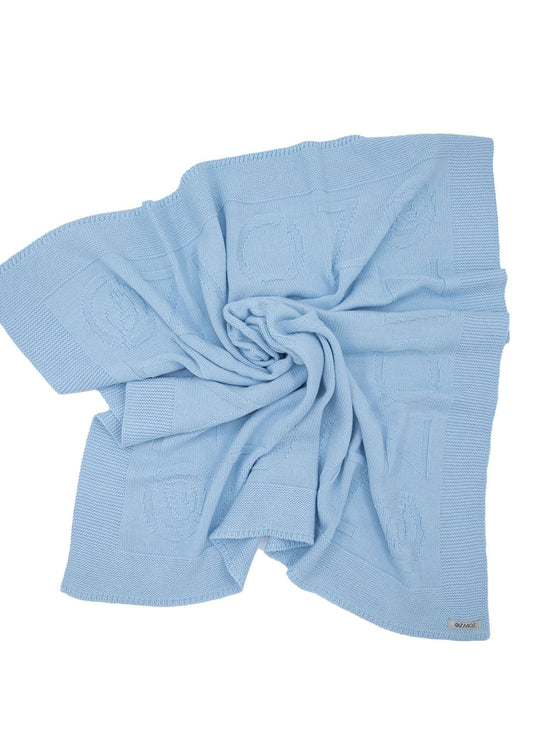 Organic Knitwear Baby Blanket Blue