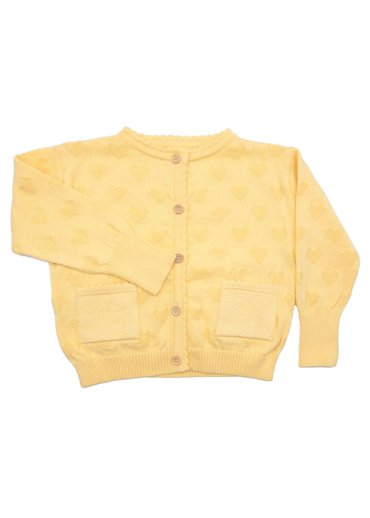 Organic Knitwear Baby Girl Cardigan Heart Pattern